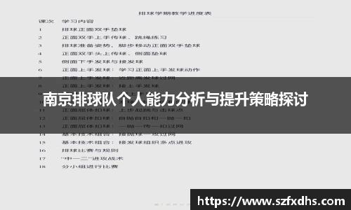 南京排球队个人能力分析与提升策略探讨